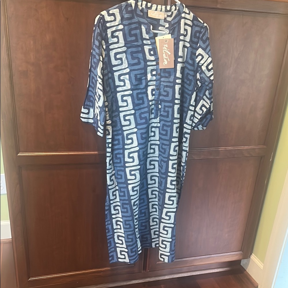 LSA Blue and White Patterned Kurta